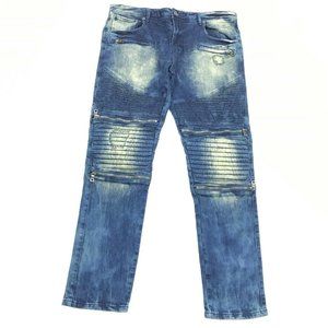 8IGHTH DSTRKT Wax Black Ribbed Biker Jeans